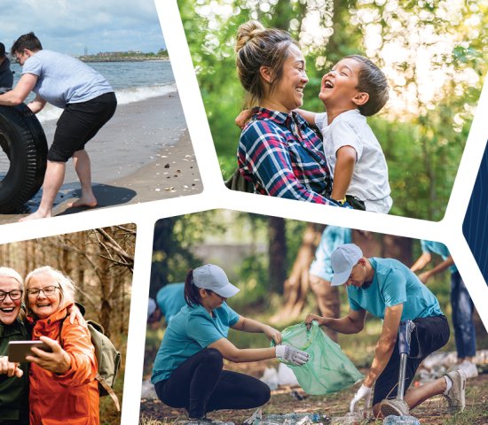 text 9/24/22 is the day for giving back together with photos of people volunteering outside