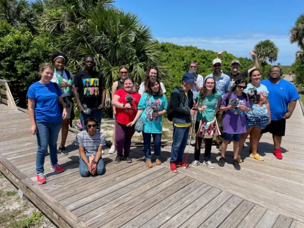 Group of students standing in a group outdoors