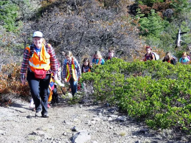 Morgyn with kids on a hike
