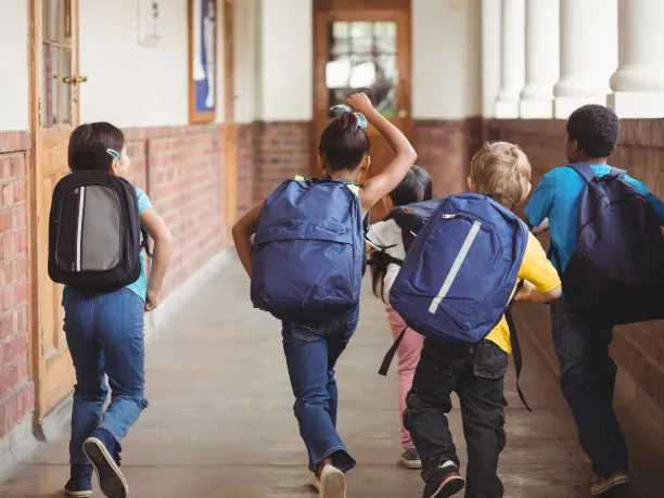 Children running to class