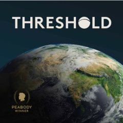 Logo for Threshold podcast with peabody award seal
