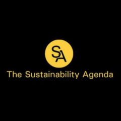The Sustainability Agenda podcast logo with black background