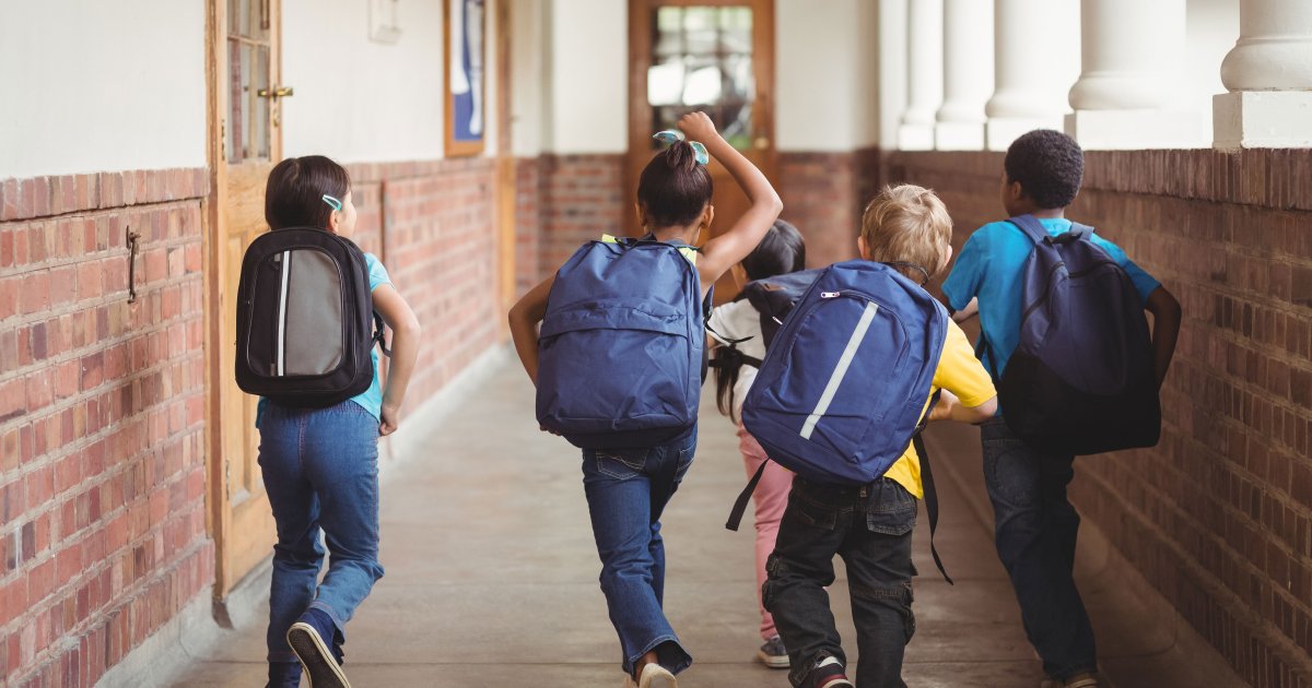 Children running to class