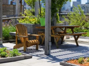 A picnic table in a park