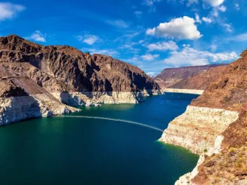 Lake Mead near the Hoover Dam with historically low water levels