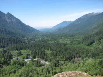 Landscape photo of the Middle Fork Snoqualmie River valley in Washington State