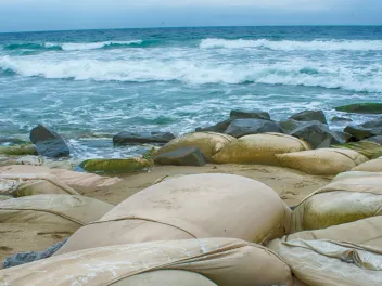 Sandbags on eroding east coast