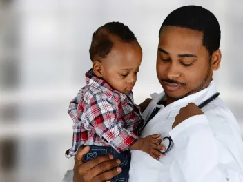 Pediatric doctor with his patient