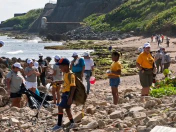 Volunteers on the beach in Puerto Rico