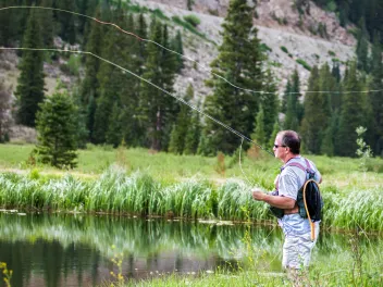 Man fly fishing on a river