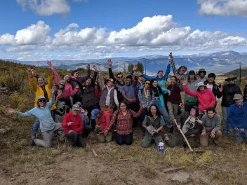 Volunteers with the Mountain Studies Institute at a stewardship event