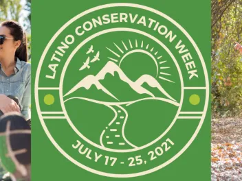 Latino Conservation Week Graphic with Latinos in the outdoors